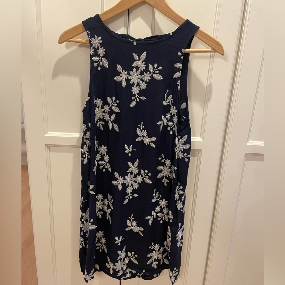 Aeropostale Floral Embroidered Navy Dress